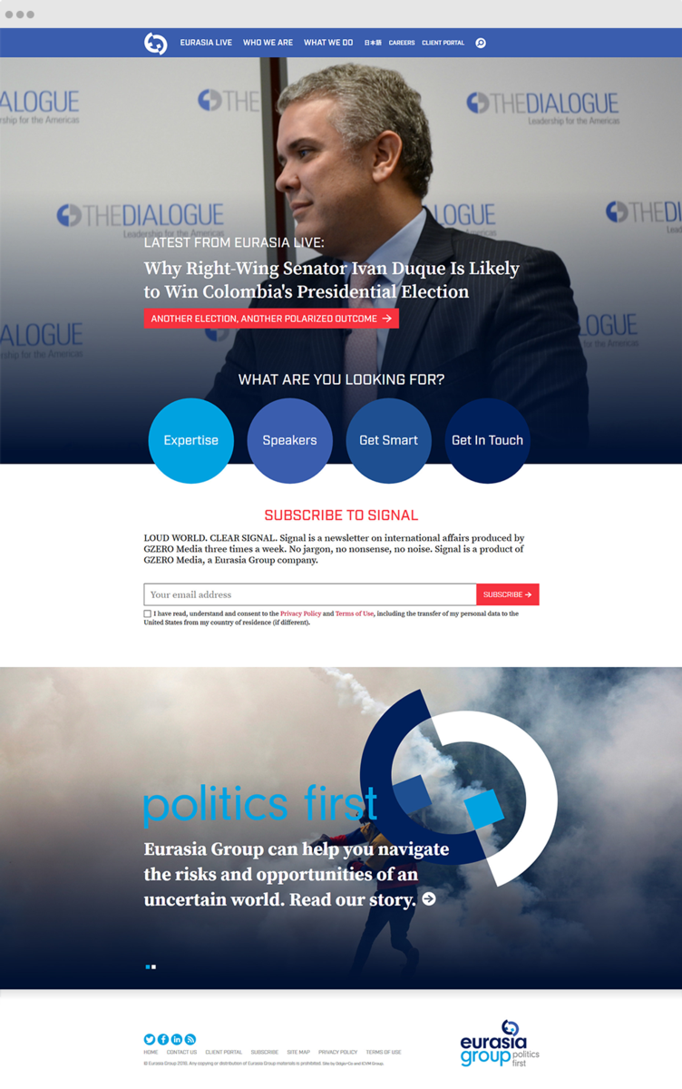 Screenshot of Eurasia Group's website