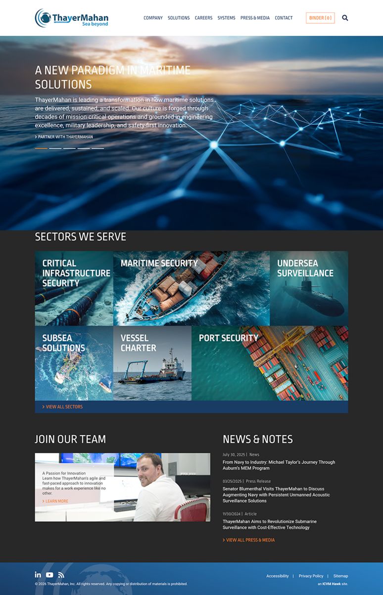 Image of ThayerMahan homepage